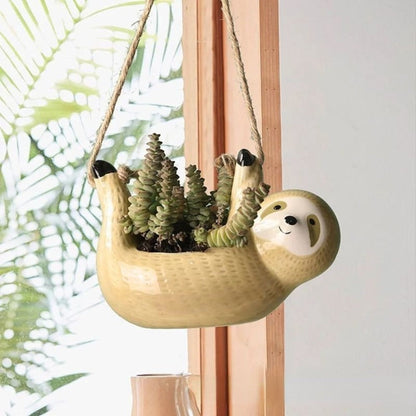 Seravia - Handmade Ceramic Flowerpot with Sloth Design 1