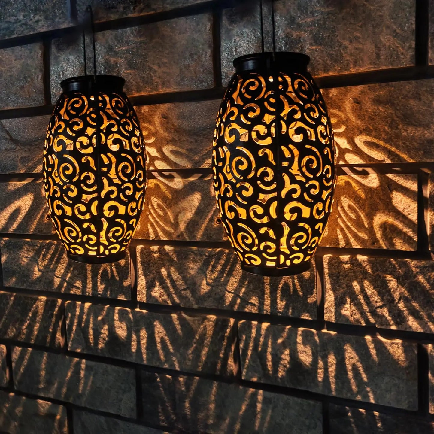 Solar LED garden lantern – a decorative lantern with a shadow pattern effect, for outdoor use 3