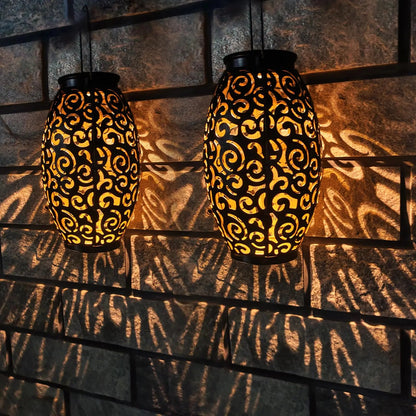 Solar LED garden lantern – a decorative lantern with a shadow pattern effect, for outdoor use 3