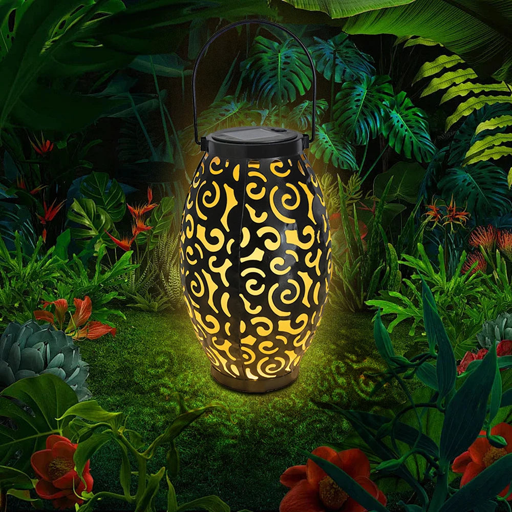 Solar LED garden lantern – a decorative lantern with a shadow pattern effect, for outdoor use 4