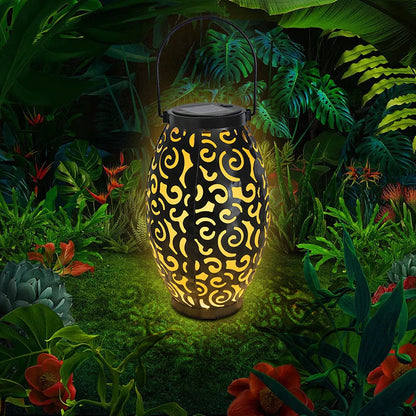 Solar LED garden lantern – a decorative lantern with a shadow pattern effect, for outdoor use 4