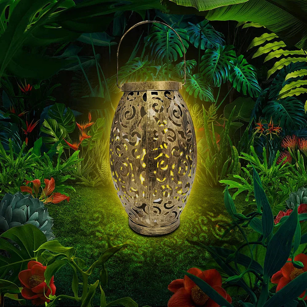 Solar LED garden lantern – a decorative lantern with a shadow pattern effect, for outdoor use 5