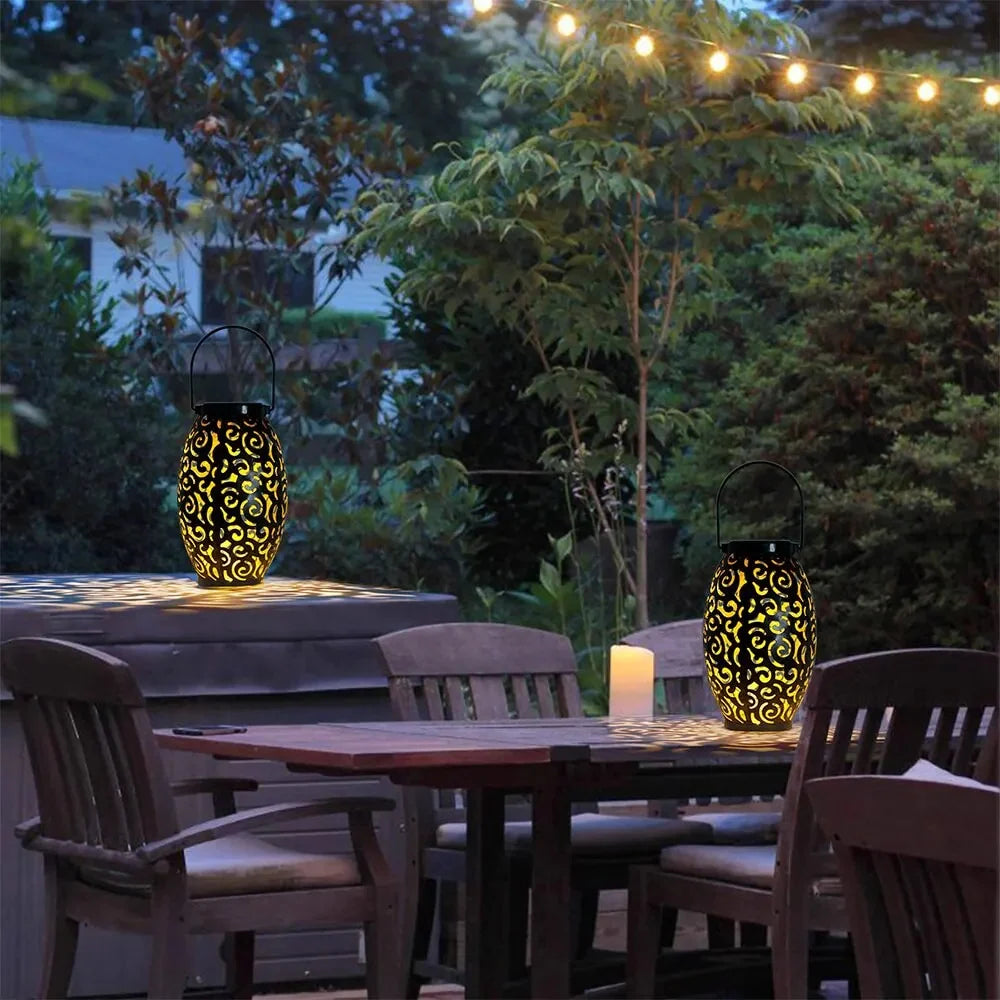 Solar LED garden lantern – a decorative lantern with a shadow pattern effect, for outdoor use 6