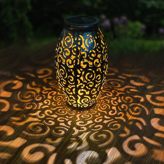 Solar LED garden lantern – a decorative lantern with a shadow pattern effect, for outdoor use 0