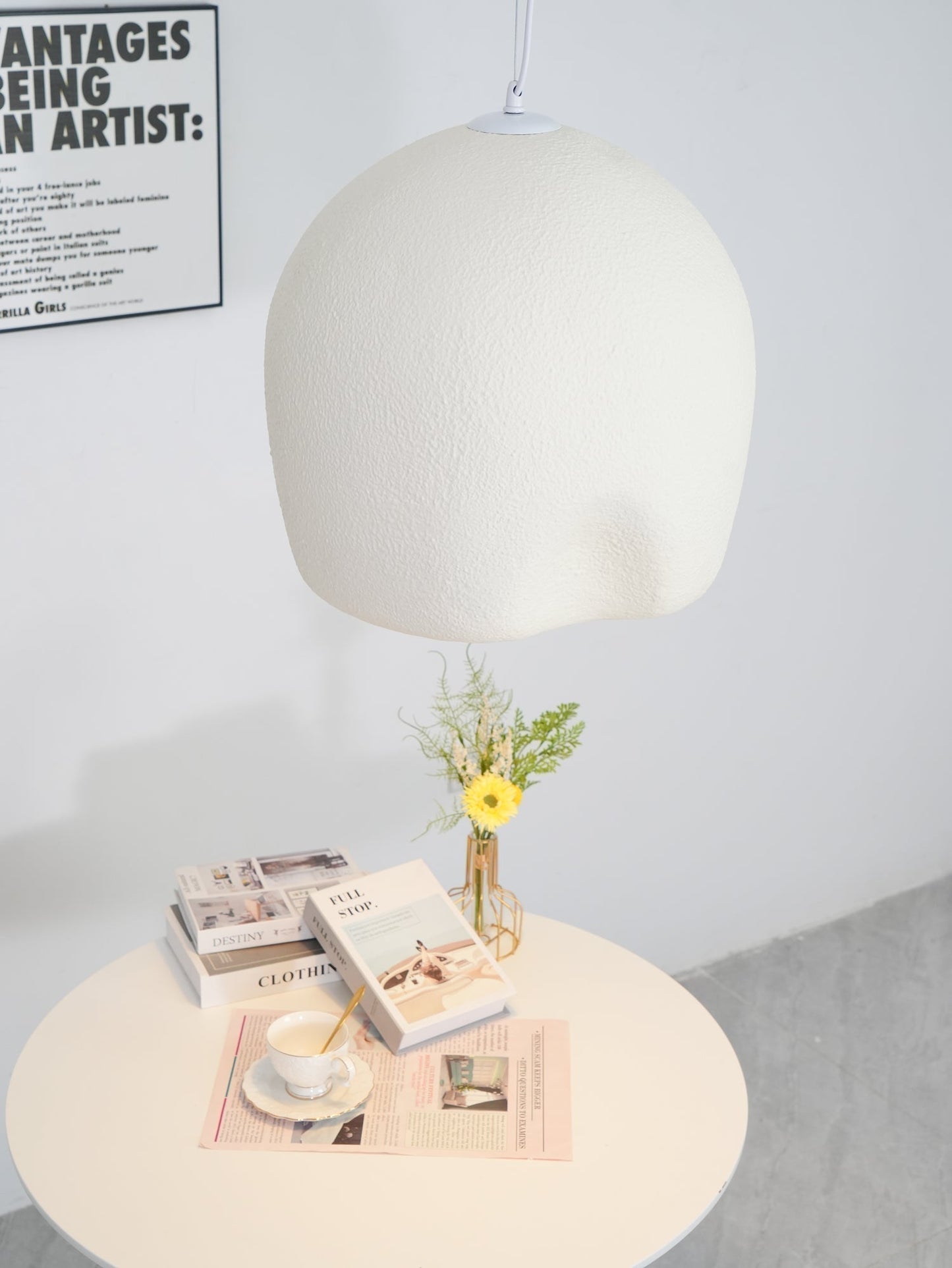 Solara Rounded Plaster Pendant Lamp Wabi Sabi Dome 3
