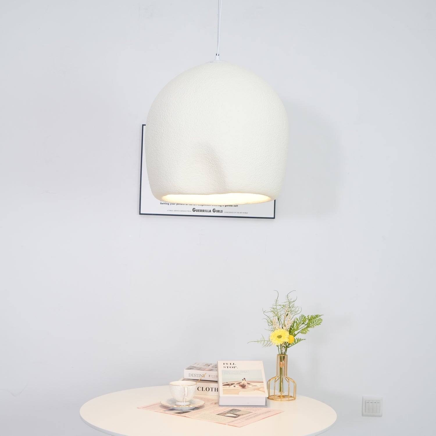 Solara Rounded Plaster Pendant Lamp Wabi Sabi Dome 4