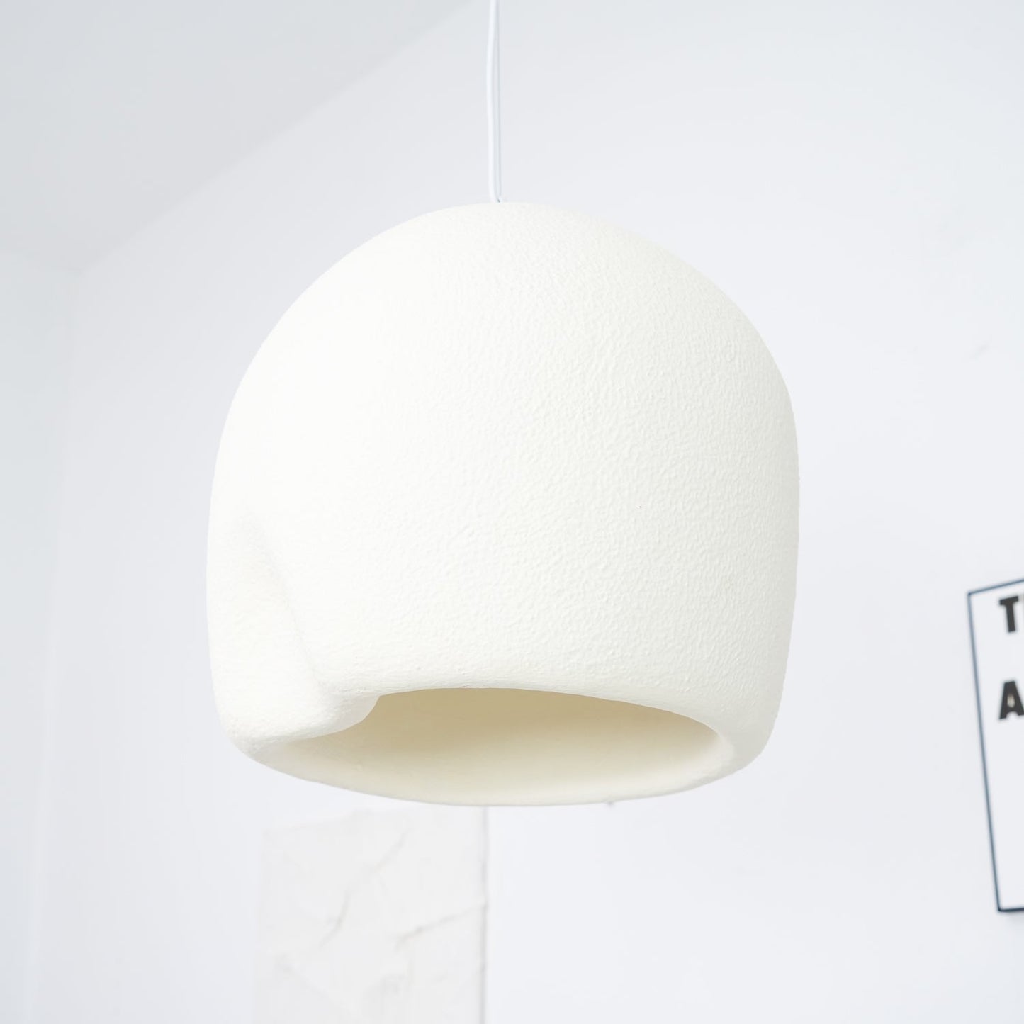 Solara Rounded Plaster Pendant Lamp Wabi Sabi Dome 5