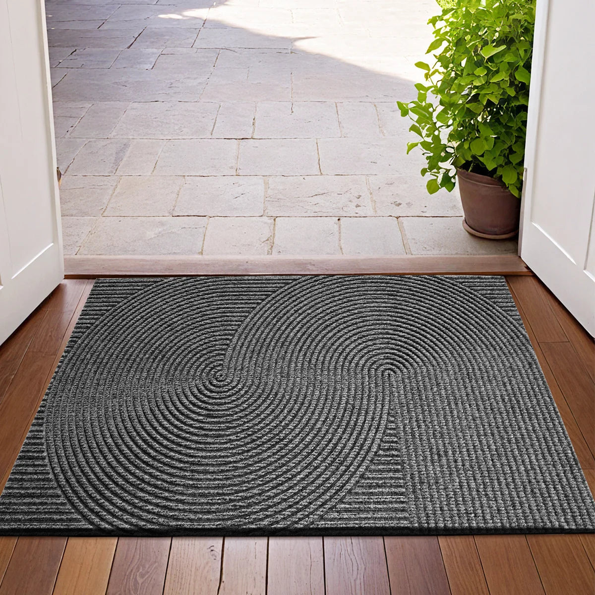 Nivara - 3D Groove Doormat made of Wear-Resistant Polyester with Anti-Slip for Indoor and Outdoor Use 2