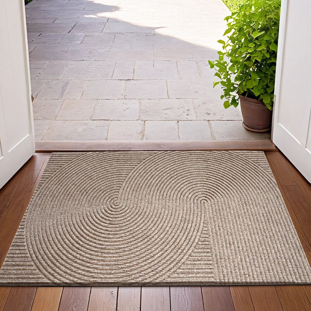 Nivara - 3D Groove Doormat made of Wear-Resistant Polyester with Anti-Slip for Indoor and Outdoor Use 0