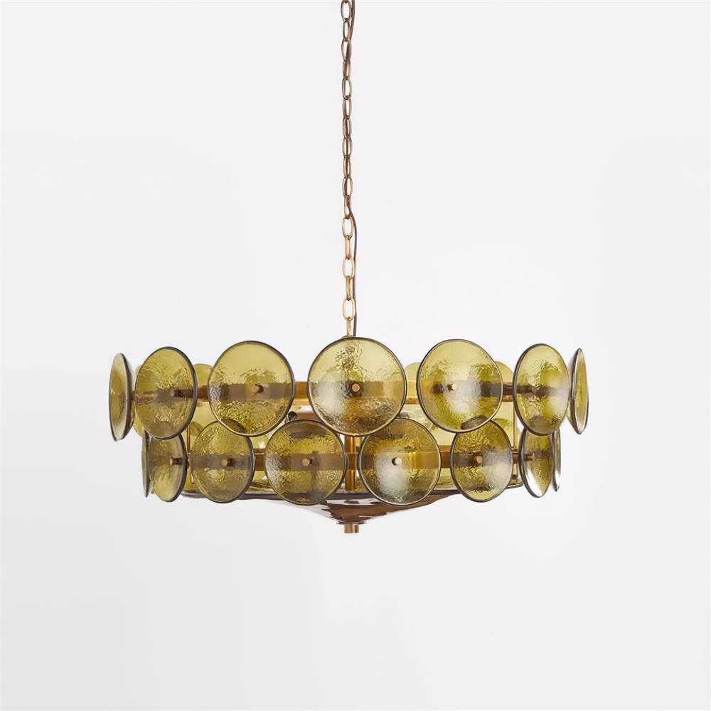 Elara Haus Designer Chandelier - Amber Glass Modern Hanging Light Fixtures 9