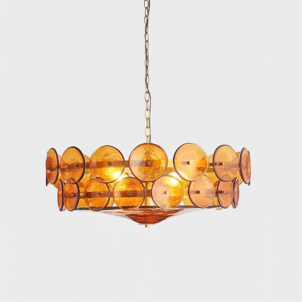 Elara Haus Designer Chandelier - Amber Glass Modern Hanging Light Fixtures 0