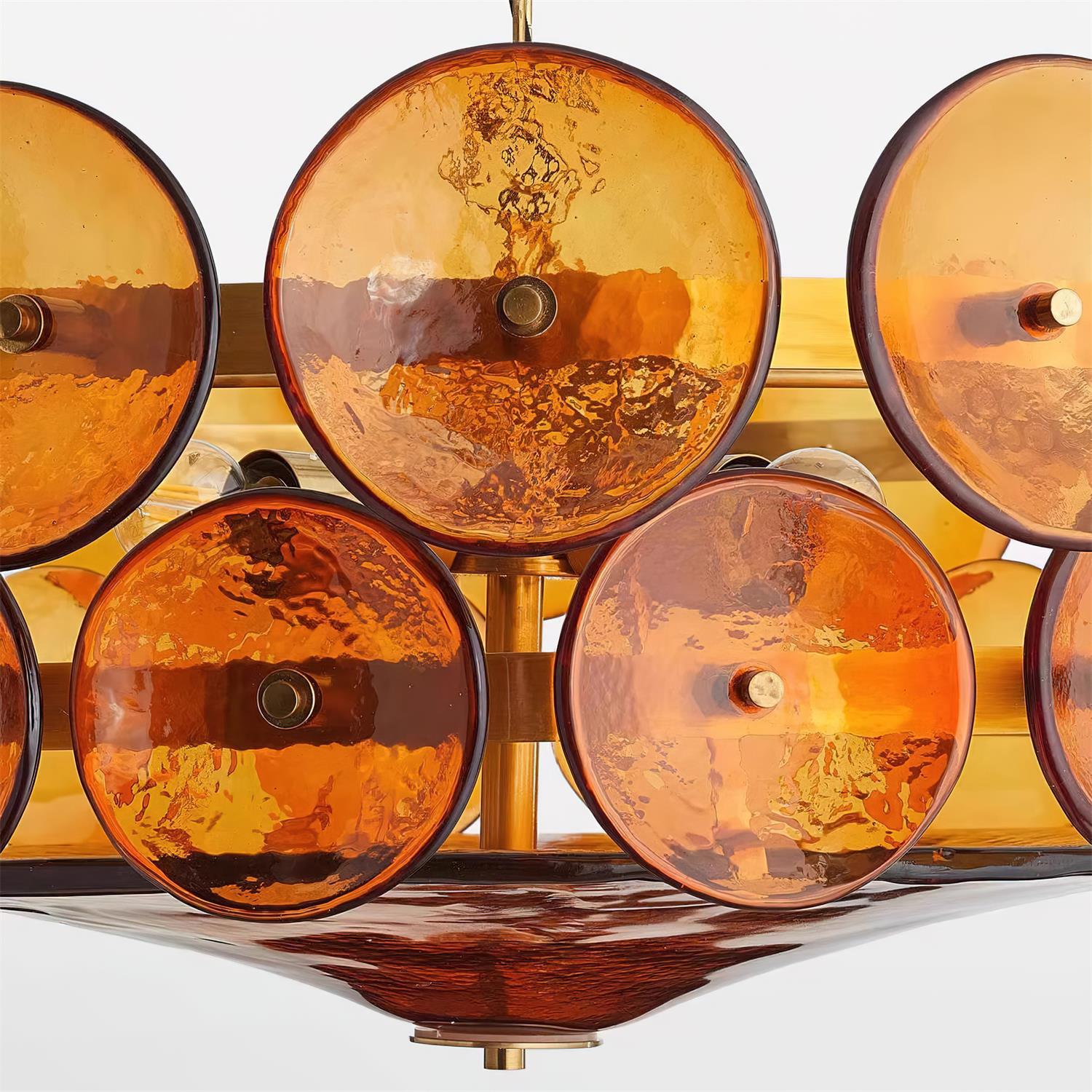 Elara Haus Designer Chandelier - Amber Glass Modern Hanging Light Fixtures 3