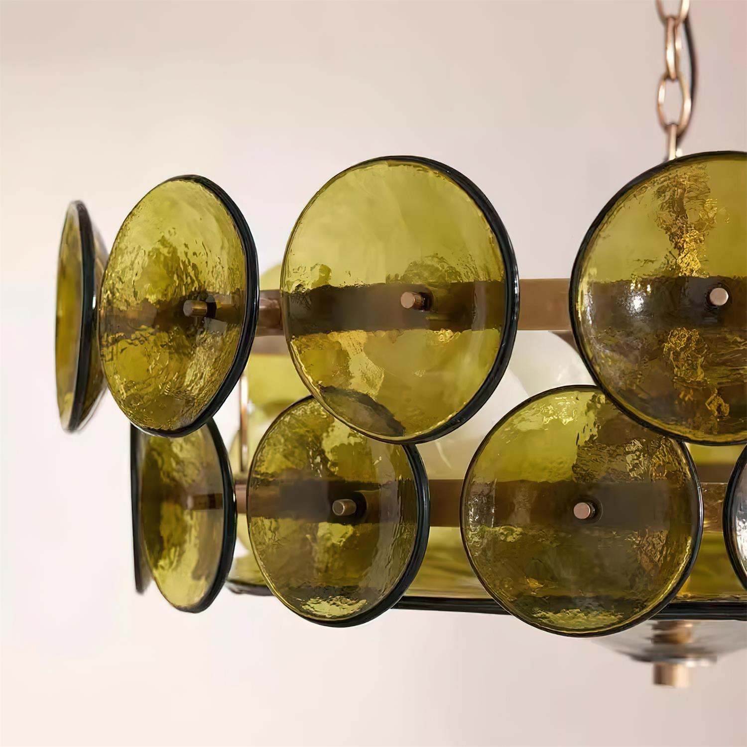 Elara Haus Designer Chandelier - Amber Glass Modern Hanging Light Fixtures 7