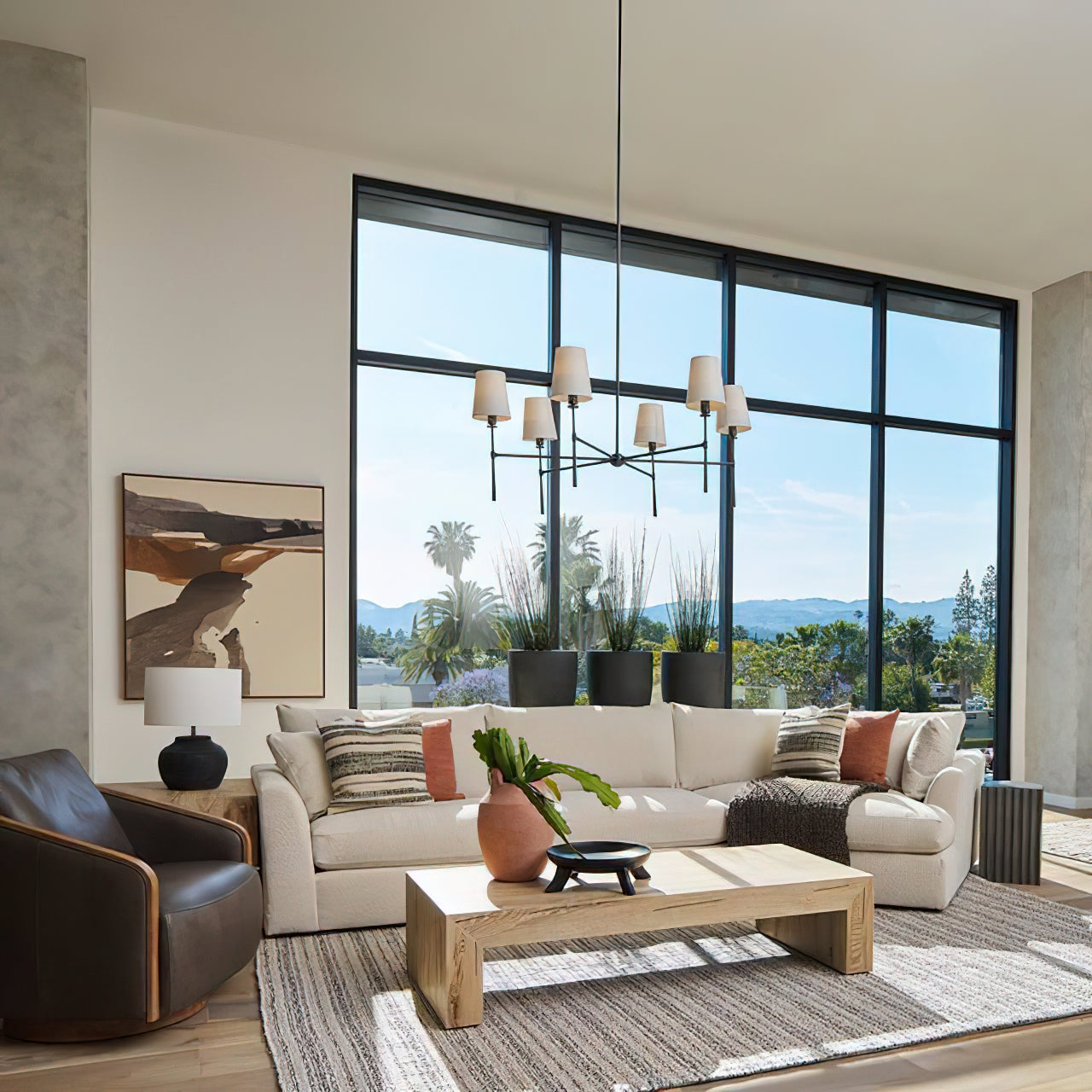 Elara Haus Designer Chandelier - Metal and Fabric Modern Hanging Light Fixtures 7