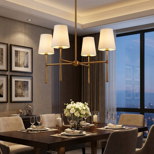Elara Haus Designer Chandelier - Metal and Fabric Modern Hanging Light Fixtures