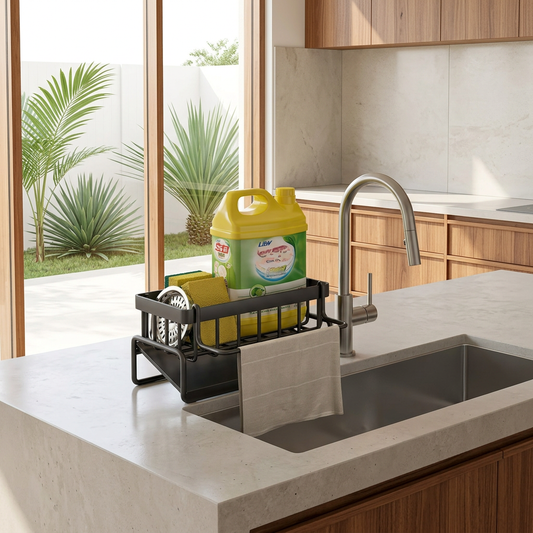 Elara Haus Designer Riverstone Basin – Architectural Integrated Cloth & Sponge Stage