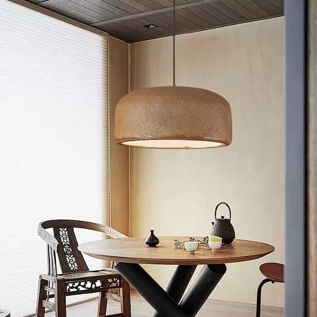 Pendant Light Japanese Wabi-Sabi Resin Pot Lid, white / brown 3