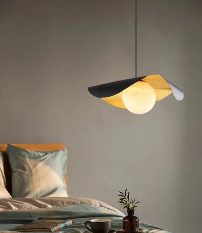 Designer Pendant Lamp with a Spherical Shade and a Wavy Cover 0