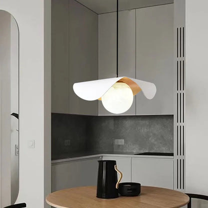 Designer Pendant Lamp with a Spherical Shade and a Wavy Cover 1