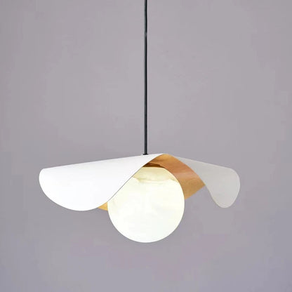 Designer Pendant Lamp with a Spherical Shade and a Wavy Cover 3