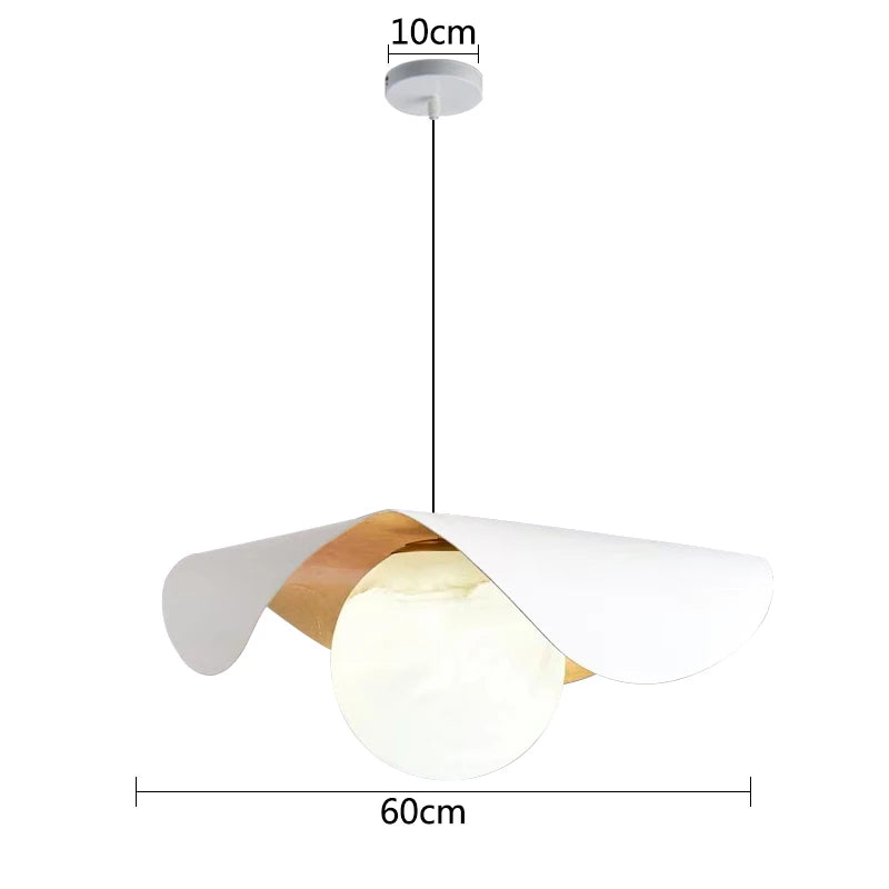 Designer Pendant Lamp with a Spherical Shade and a Wavy Cover 5