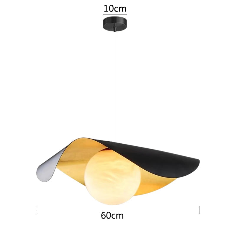 Designer Pendant Lamp with a Spherical Shade and a Wavy Cover 6
