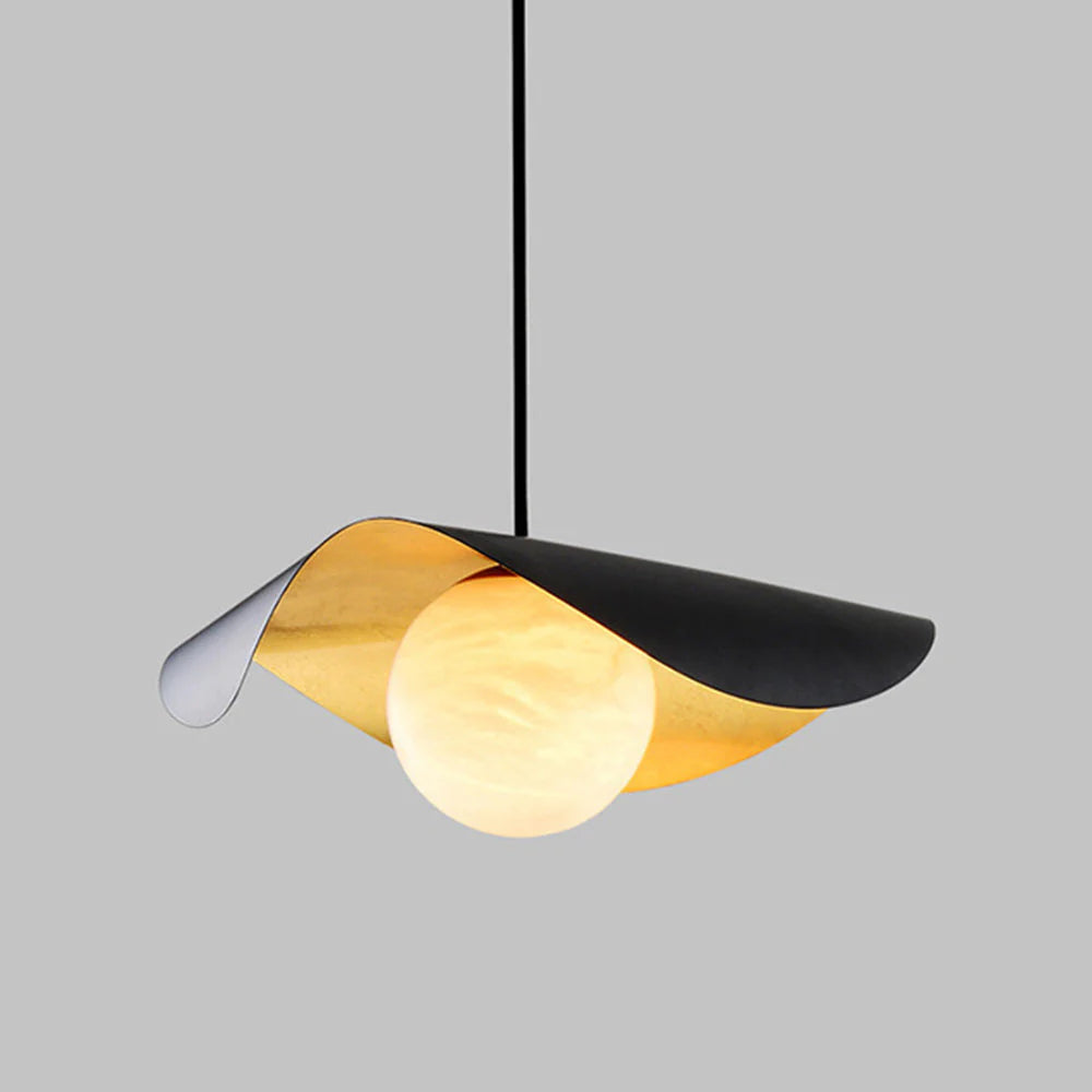 Designer Pendant Lamp with a Spherical Shade and a Wavy Cover 7