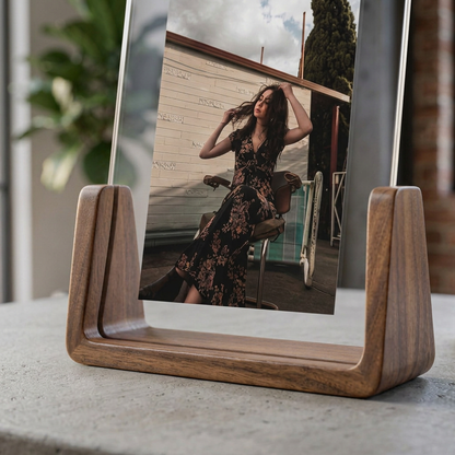 Elara Haus Double-Sided Rotating Wooden Photo Frame