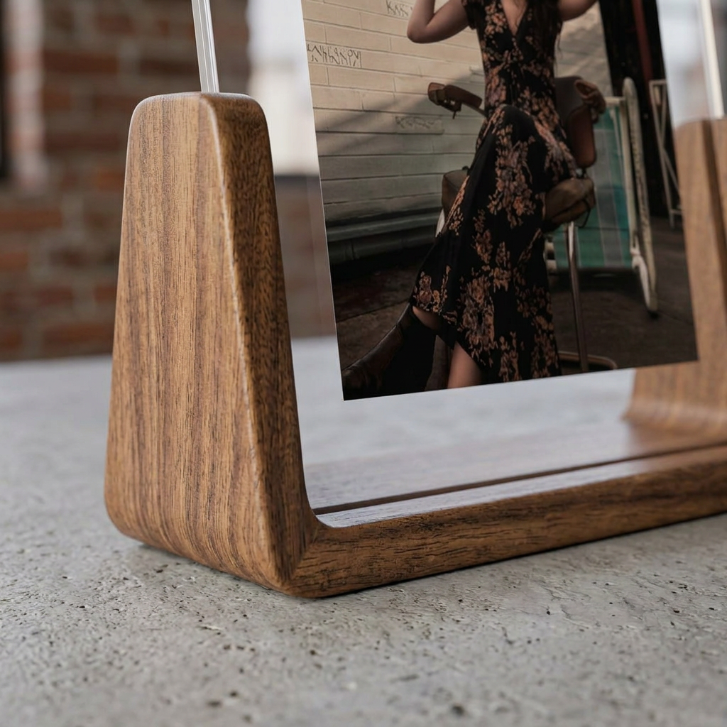 Elara Haus Double-Sided Rotating Wooden Photo Frame