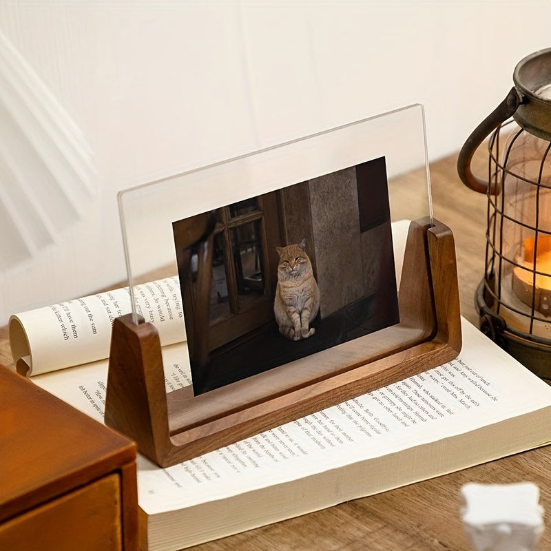 U-Shaped Acrylic & Wood Photo Frame | Modern Minimalist Display 2
