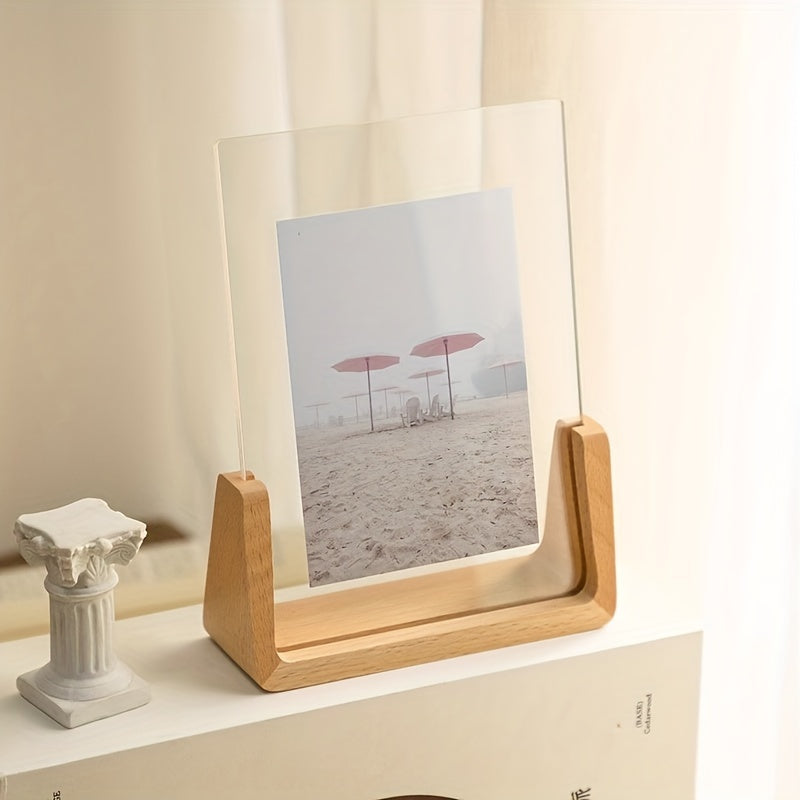 U-Shaped Acrylic & Wood Photo Frame | Modern Minimalist Display 3