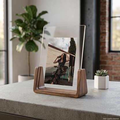 Elara Haus Double-Sided Rotating Wooden Photo Frame