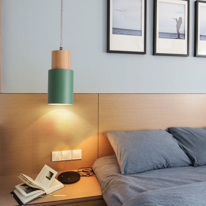 Nordic Macaron Cylinder Aluminum 1-Light Single LED Pendant Light 7