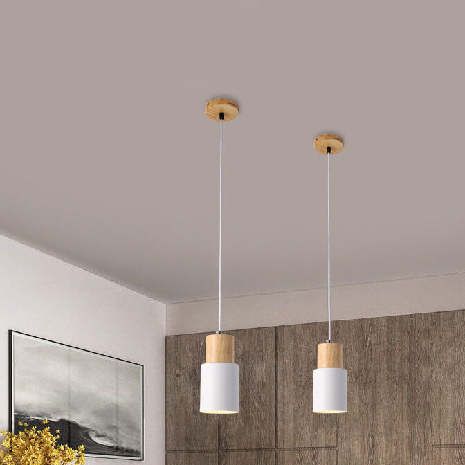 Nordic Macaron Cylinder Aluminum 1-Light Single LED Pendant Light 3
