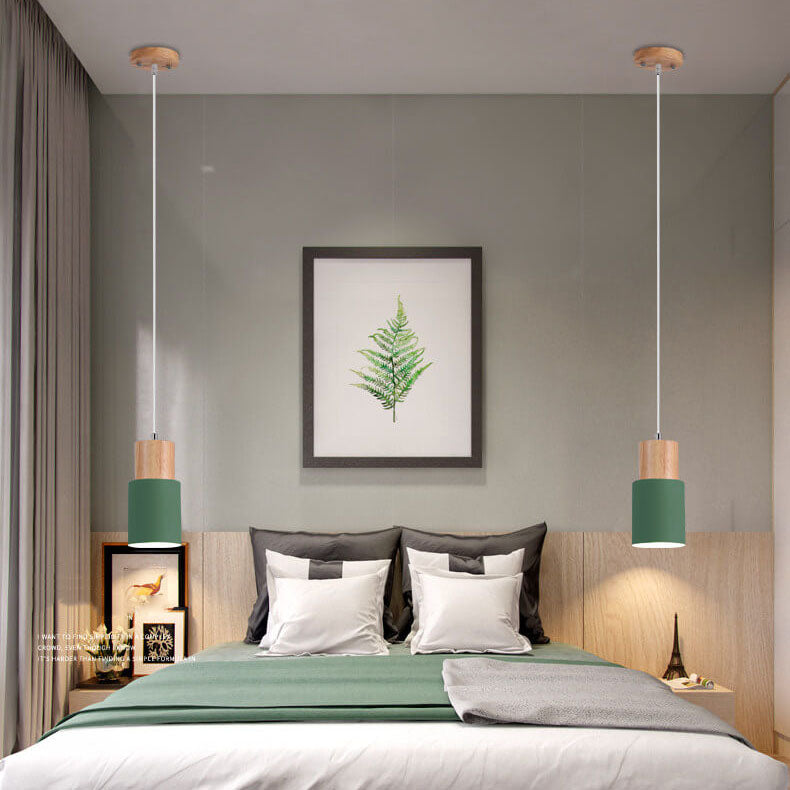 Nordic Macaron Cylinder Aluminum 1-Light Single LED Pendant Light 4