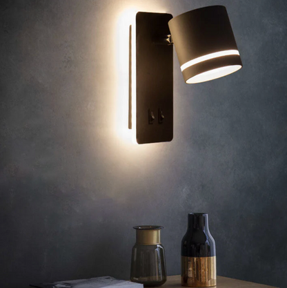 Modern LED wall lamp with adjustable spotlight and double switch 1