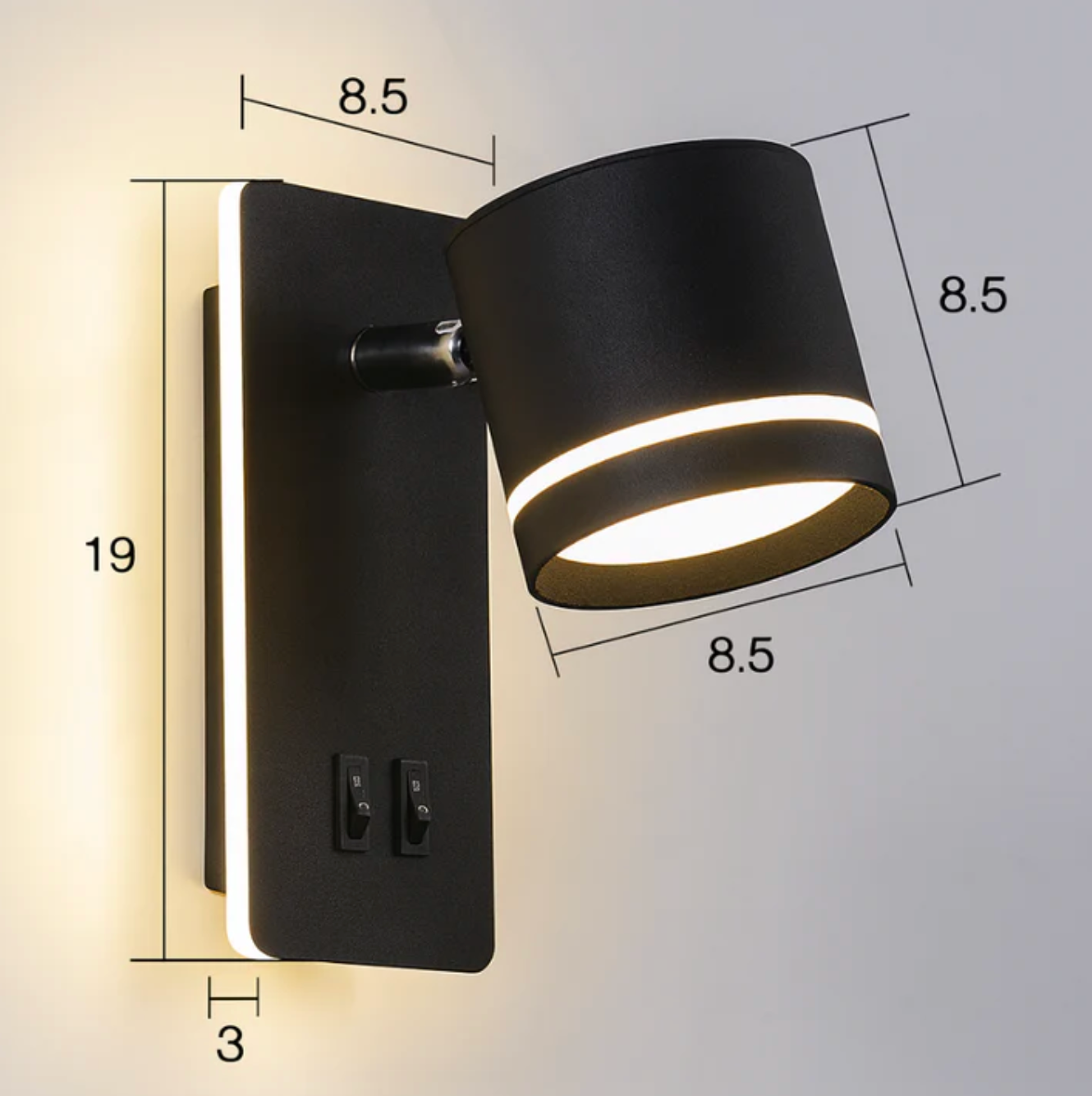 Modern LED wall lamp with adjustable spotlight and double switch 5