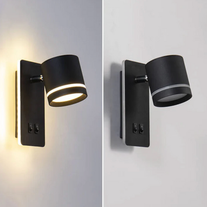 Modern LED wall lamp with adjustable spotlight and double switch 6
