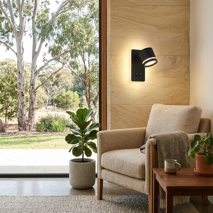 Elara Haus Dual LED Bedside Sconce with Adjustable Spotlight