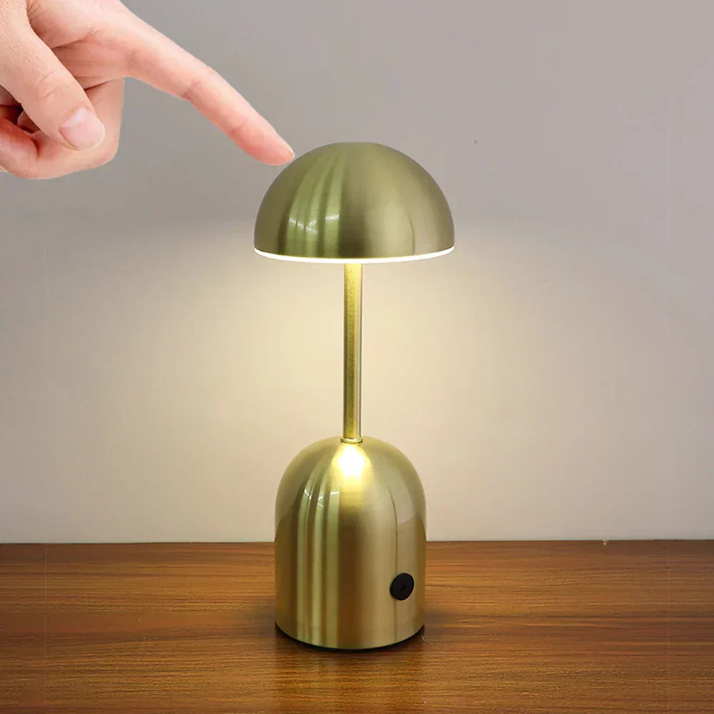 Elara Haus Elegant Curved Table Lamp - Cordless Dimmable Metal Fixture