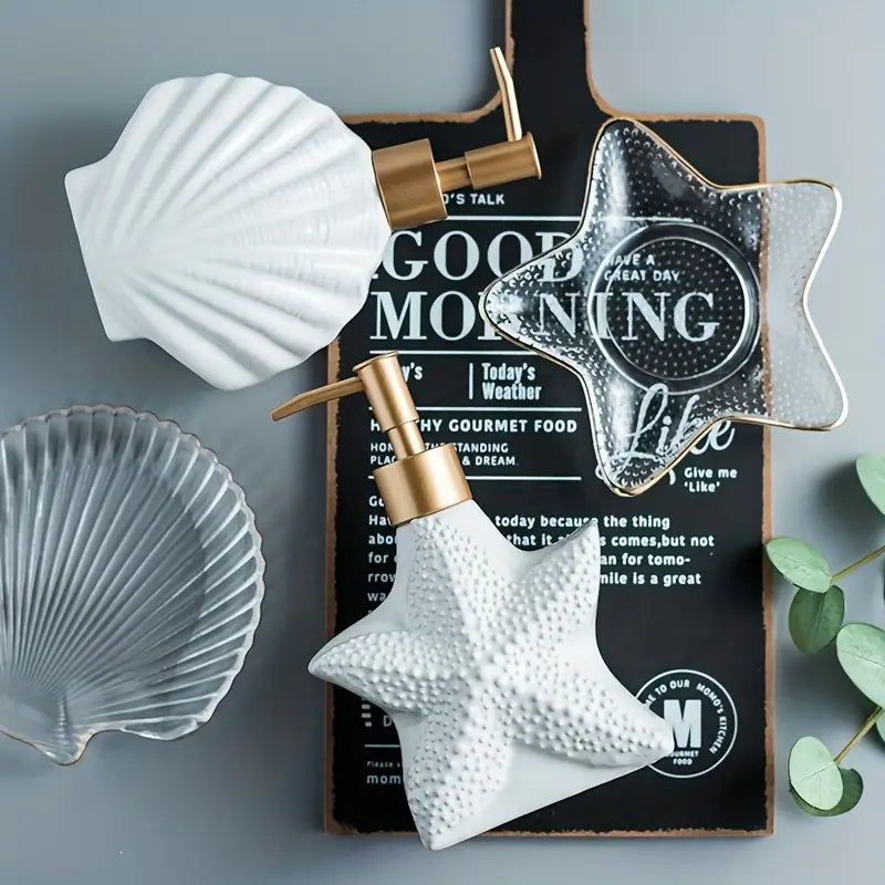Starfish Soap Dispenser | Elegant Coastal Design with Gold Pump 2