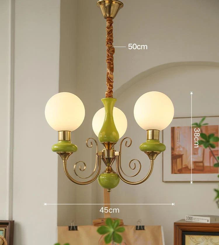 Elegant retro chandelier with green accents 8
