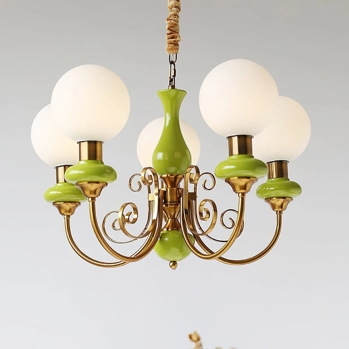 Elegant retro chandelier with green accents 9