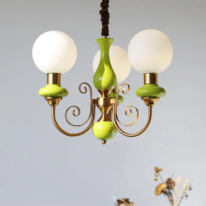 Elegant retro chandelier with green accents 0