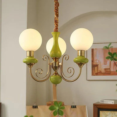 Elegant retro chandelier with green accents 2