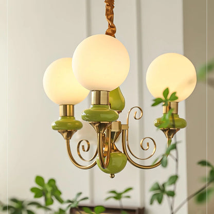 Elegant retro chandelier with green accents 3