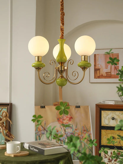Elegant retro chandelier with green accents 4
