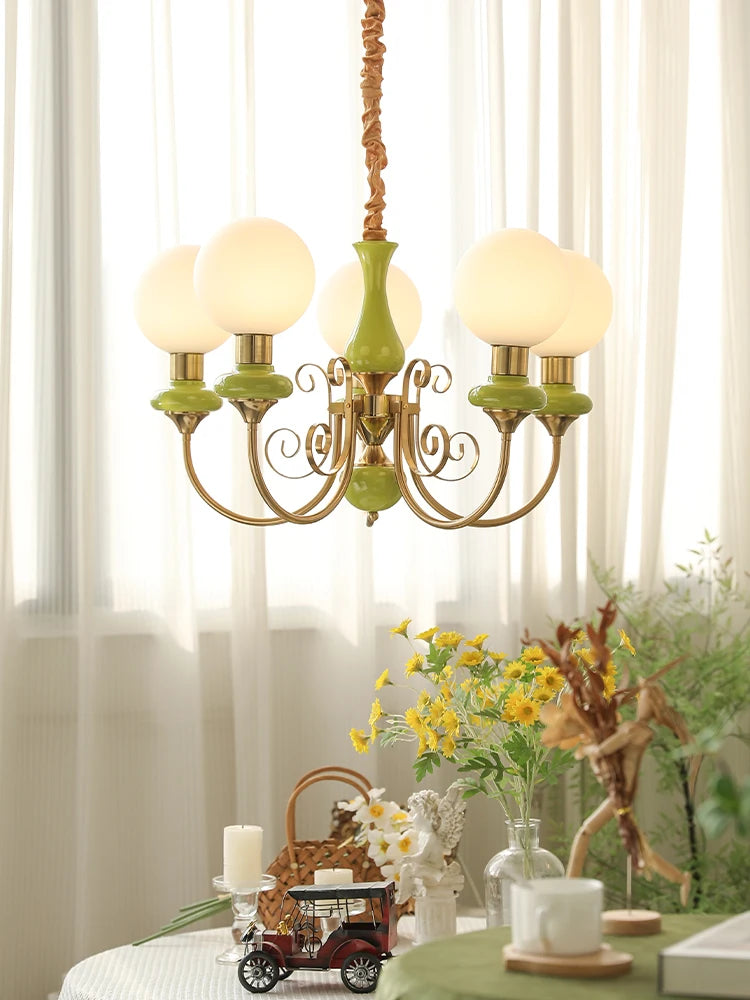 Elegant retro chandelier with green accents 5