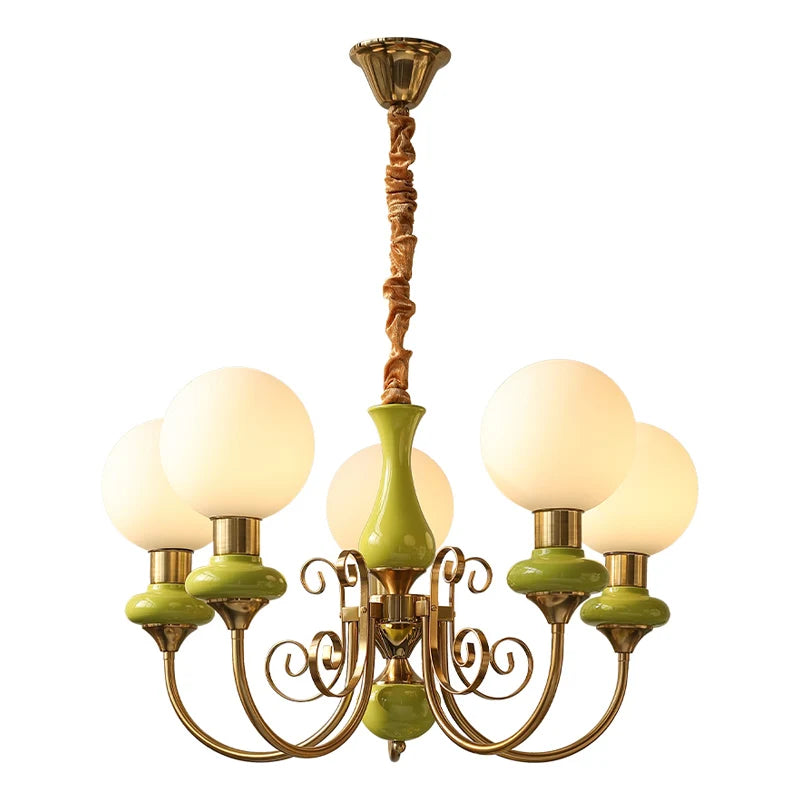 Elegant retro chandelier with green accents 6
