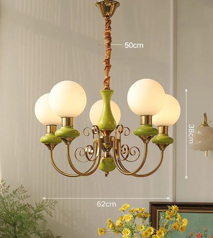 Elegant retro chandelier with green accents 7